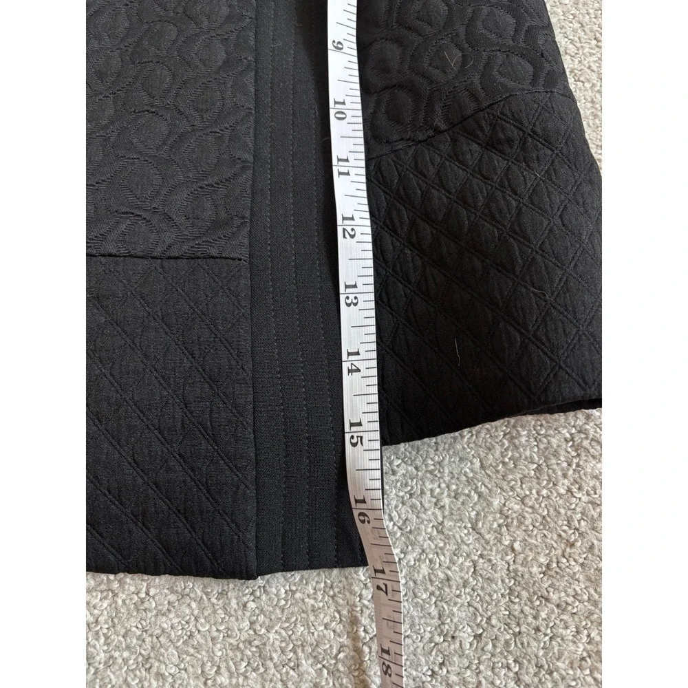 Cabi Mini Skirt XS Black Mixed Media Quilted Wrap Front Button Detail